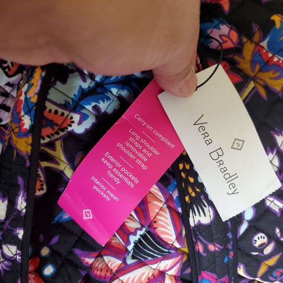 Vera Bradley Small Travel Duffel Maplewood Forest 16.5" X 8" X 6" Adjustable - Picture 11 of 16